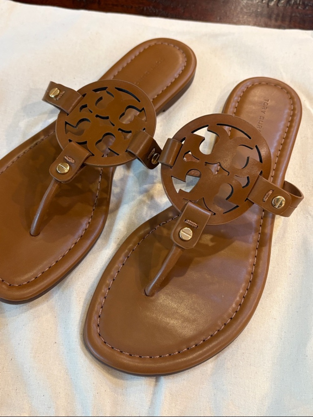 Tory Burch Miller Brown Leather Sandals size 8.5 NEW - Picture 2 of 9